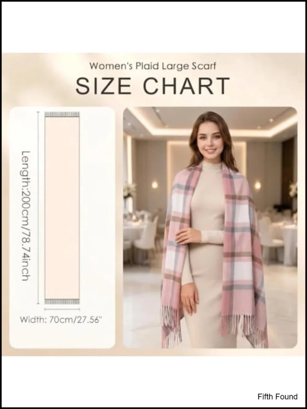 Plaid Winter Scarf Shawl Tassel Wrap 100% Polyester One Size